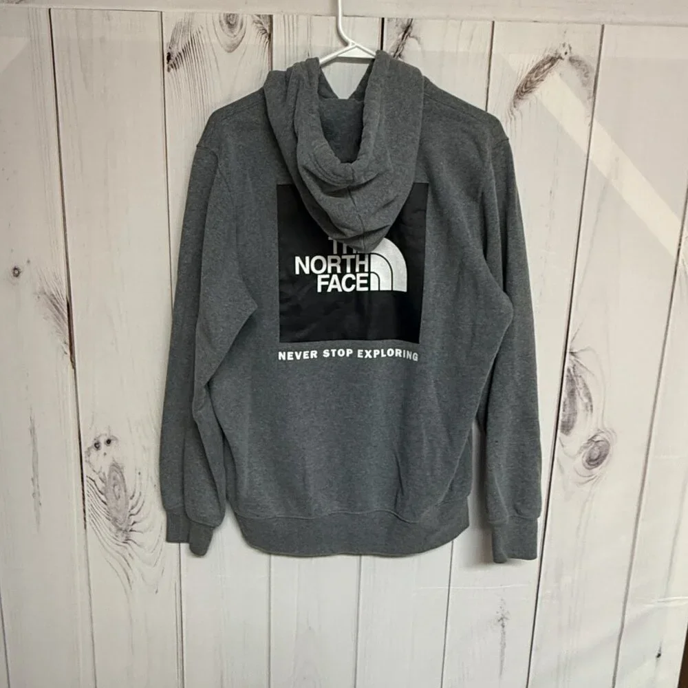 The North Face Box‎ Logo Hoodie Men’s M Heather Gray EUC
